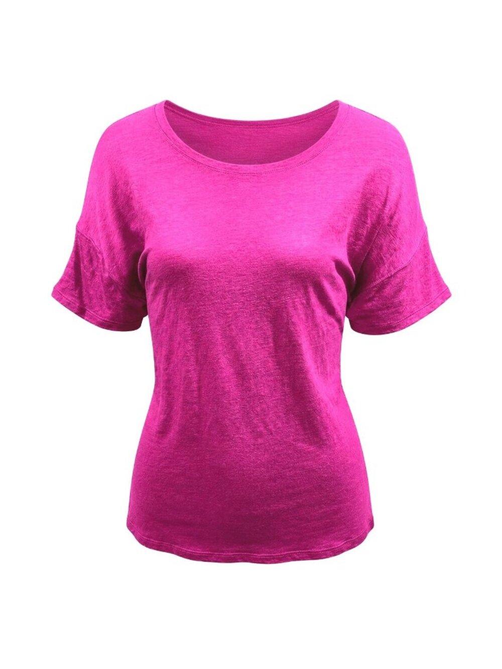 Chicos Medium Magenta Linen Short Sleeve Minimalist Sheer Lightweight Casual Fun